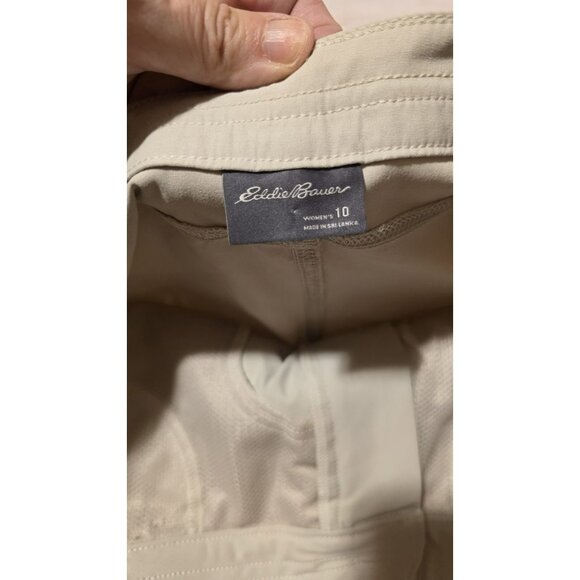 EDDIE BAUER Tech Capri Pants Womens 10 Pumice Cargo Nylon Stretch UPF 50+ NWT - Picture 9 of 11